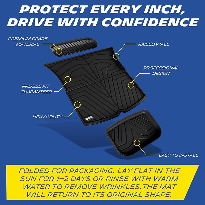 Michelin Vehicle Mat, All-Weather TPE Custom Fit Liner for Tesla Model Y 5 Seat Trunk Mats 2025-2027 (3 Piece), Elite
