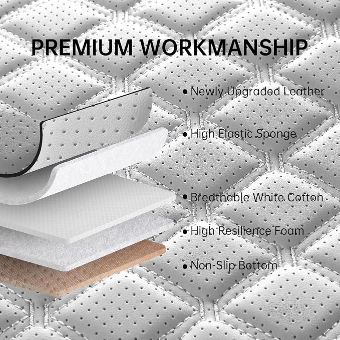 Car Seat Covers,Leather Front Seat Covers for Cars,Front Driver Seat Covers,Waterproof Car Seat Cushion Protectors,Universal Fit for Most Cars SUV Trucks(Black White, Front Seats)