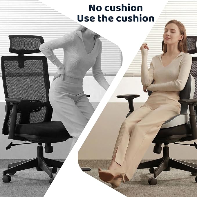 Memory Foma Car Seat Cushion Reducing Sciatica Pressure, Truck Driver Long Sitting Hemorrhoid Pillow, Thick Ergonomic Non Slip Wheelchair Cushions, Comfort Office Home Chair Back Cushion