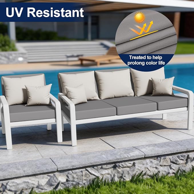 Smiry 8 Pcs Waterproof Patio Cushion Covers, Stretch Outdoor Furniture Covers