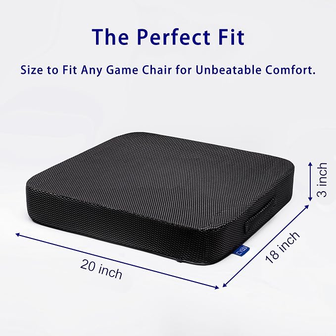 Ifoam Gel Infused Memory Foam Layer Wheelchair Cushion - Seat Cushion for Wheelchair-Office Chair, Kitchen Chair-Pressure Sore and Tailbone Pain Relief-High Dense Polyfoam Base (Black, 20×18×3 inch)