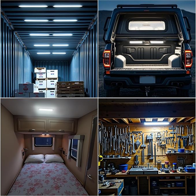 12V Led Interior Light Bar with ON/Off Switch 6500K White 11Inch, 2 Packs | 72Led 12V 24V for Enclosed Cargo Trailer RV Van Truck Lorry Camper Caravan Motorhome