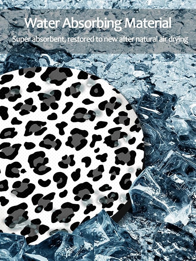 WOCOCN Cute Cup Holder Coasters for Car with Fingertip Grip, Auto Accessories for Women & Men,Pack of 2 (Snow Leopard)
