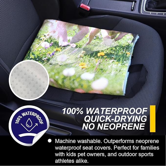 Back Seat Cover for Car Trucks Van SUV Jeep,Waterproof Rear Bench Towel Seat Covers for Dogs and Kids,Automotive Backseat Protector (Dog Print)