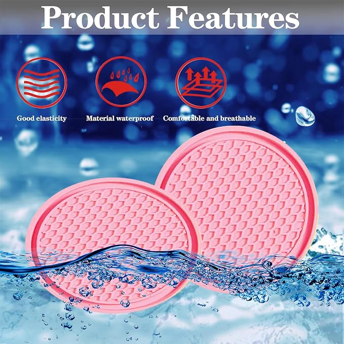 4 PCS Car Cup Holder Inserts, Anti Slip PVC Honeycomb Waterproof Fixed Tea Coasters, Universal for Vehicle Interior Cup Mats (Pink)