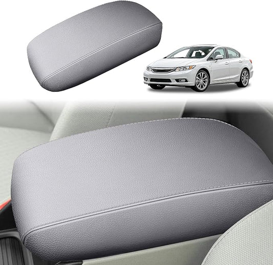 AOMSAZTO Grey Armrest Console Cover for Civic 2012-2015 Honda Middle Leather Arm Cover