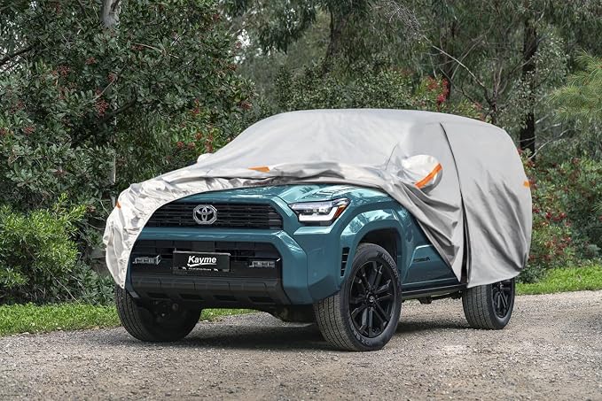 Kayme 6 Layers SUV Car Cover Custom Fit for Toyota 4Runner（2002-2025） Waterproof All Weather for Automobiles, Outdoor Full Cover Rain Sun UV Protection.Silver