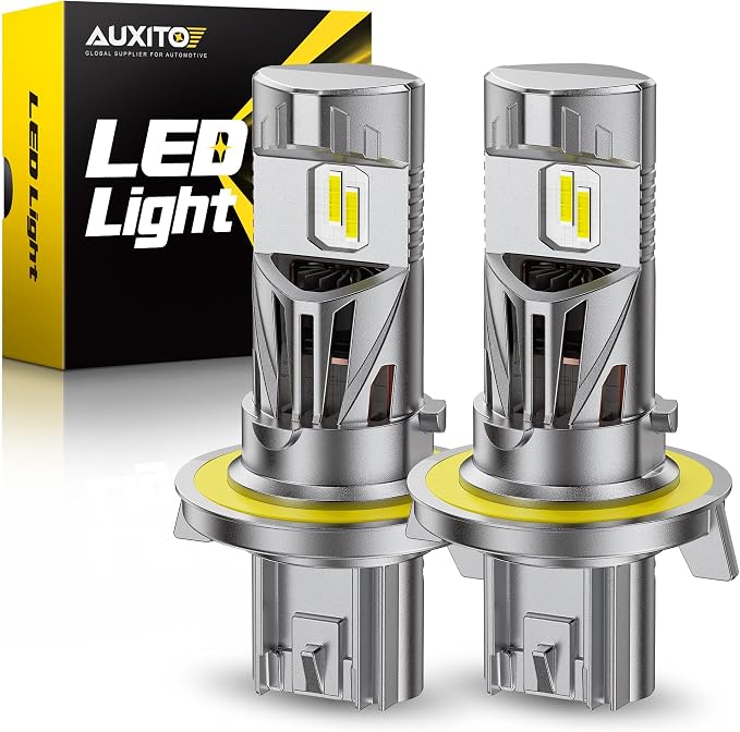 AUXITO 9008/H13 Bulbs, 80,000LM 15X Super Output, 6500K Cool White, Long Lifespan, 1:1 Mini Size Replacement Light Bulbs, Plug-N-Play, Pack of 2