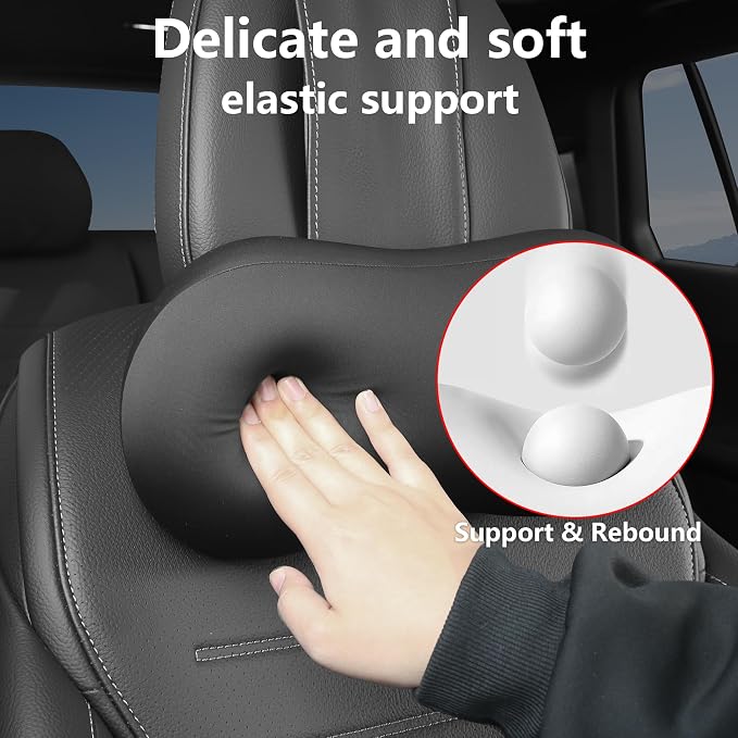 Car Headrest Pillow for Neck Support Memory Foam Car Neck Pillow Universal Fit Head Rest Travel Pillow Car Pillow for Pain Relief While Driving Black 1pc