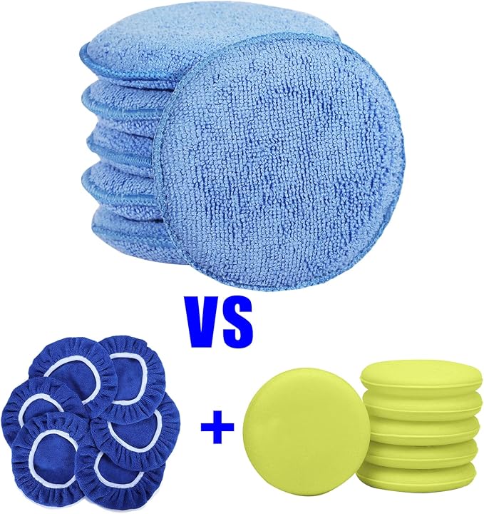 FONAROLL Wax Applicator Pads Polishing Pads Microfiber Applicator Pad for Car Wax and Polishing (Blue 12Pcs)