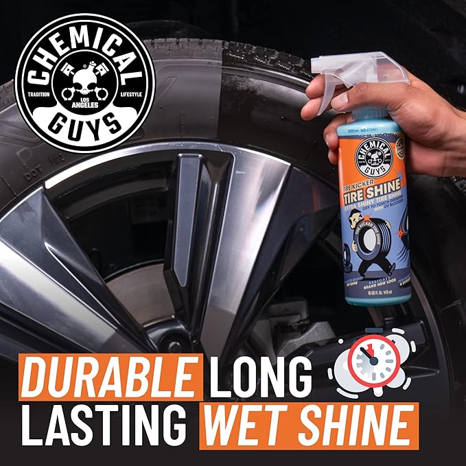 Chemical Guys, Tire Kicker Extra Glossy Tire Shine for Rubber, 1 Gallon | Sprayable dressing revives a deep wet look on tires, trim and bumpers, dries to the touch with no greasy sling