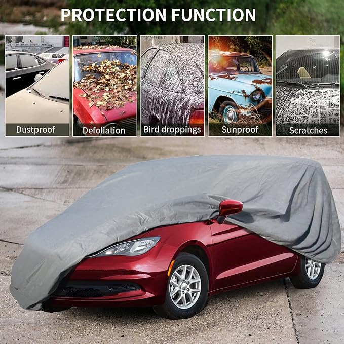 Leader Accessories Mini Van Car Covers All-Weather, Fits 190"-208" | Waterproof, Breathable, Windproof Protection Against Rain, Snow, UV & Dust, Full-Exterior Cover for Indoor & Outdoor Use
