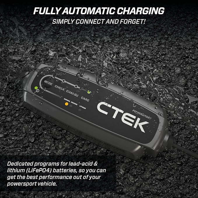 CTEK CT5, 12V Automotive Battery Charger for Auto, Motorcycle, ATV, Snowmobile - Battery Trickle Charger and Battery Maintainer - Charges Lead-Acid and Lithium Ion (12V LiFePO4) Batteries