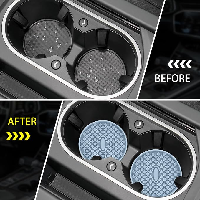 ME.FAN Car Cup Coasters [4 Pack] Silicone Car Coasters/Cup Mats, Non-Slip Recessed Car Interior Accessories Ether