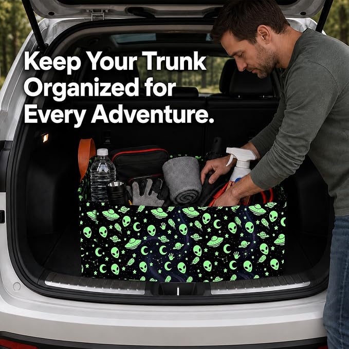 Butterfly Car Trunk Organizer 20L Fold Auto Storage Basket with Handles | Waterproof Soft Storage Chest,Shopping Grocery Bags Rectangle Fabric Bins Storage Box for Car SUV,Butterfly Gifts for Driver