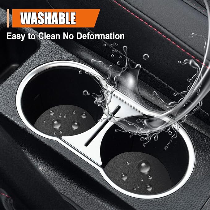 Car Cup Holder Coaster, Leather Anti-Slip Auto Cup Holder Insert Coaster, Shockproof Waterproof Drink Mat, Universal Vehicle Interior Decoration Accessories for Cars, Trucks, SUVs (Black)