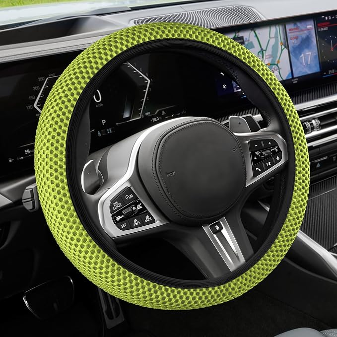 Elastic Stretch Steering Wheel Cover, Steering Wheel Cover, 15" Breathable Auto Steering Wheel Protector, Universal Car Accessories Comfortable Non-Slip Vehicle Steering Wheel Covers for Women Men