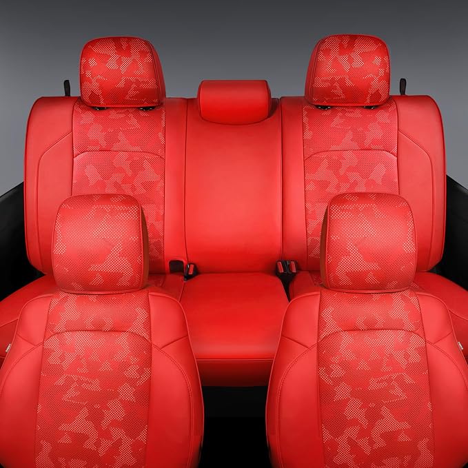 Carlimeki Leather Seat Covers Custom Fit for Tacoma Gen 3rd (2016-2023) | For Double & Crew Cab only - Fits SR, SR5, Limited, TRD Pro, TRD Sport, TRD Off-Road, Trail Special Edition - Fully Covered
