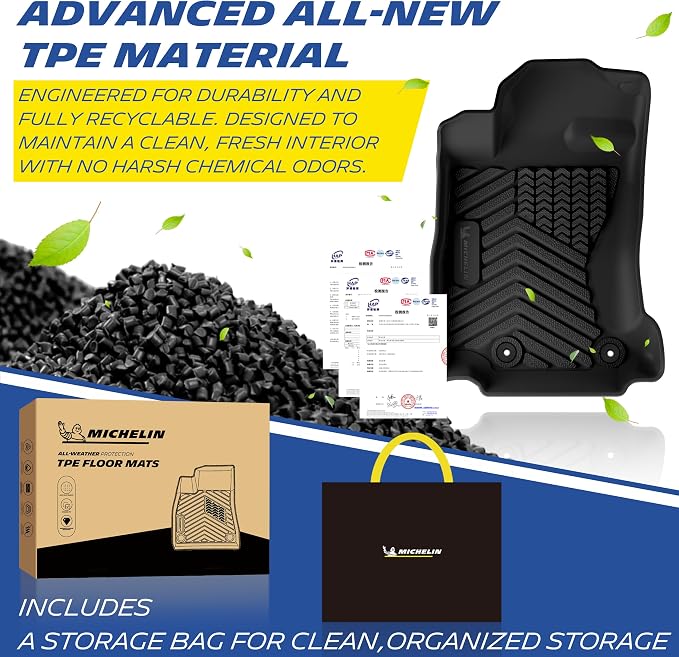 Michelin Vehicle Mats for 2020-2025 Subaru Outback (6 Piece) | Not Fit 2026, All-Weather TPE Custom Fit Liner, Premier
