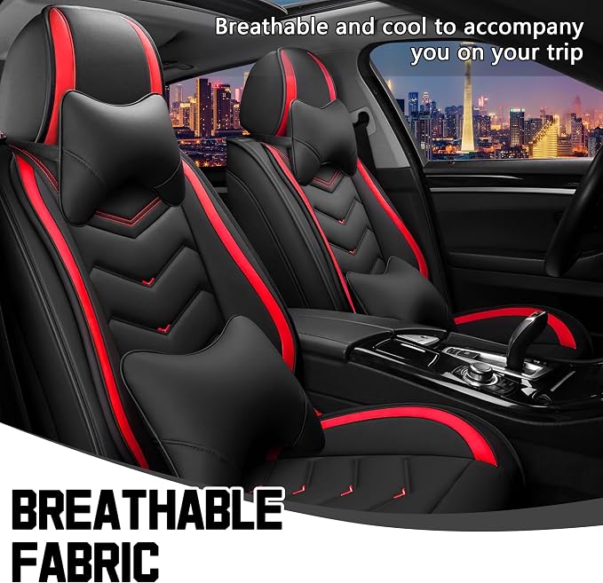 CTDS Car Seat Covers for Honda Civic 2000-2026, Stylish Sport Seat Cover, Premium Nappa Leather Car Seat Cover. Automobile Seat Covers Sets.(Luxury 2 Seats/Black Red)