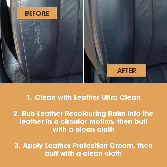 Furniture Clinic Leather Complete Restoration Kit | with Leather Recoloring Balm, Cleaner, 2-in-1 Protection Cream & Conditioner, Sponge, and Cloth | Repair Kit for Furniture (Beige)