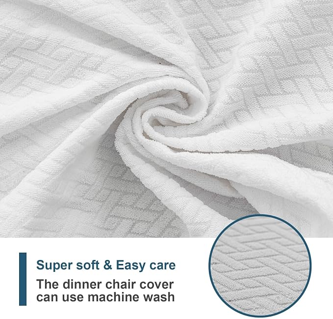 Genina Waterproof Seat Covers for Dining Room Chair Covers Set of 8, Stretch Jacquard Kitchen Parson Chair Slipcover Protector