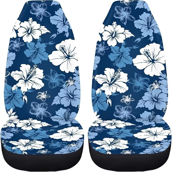 Hawaiian Flowers Front Car Seat Cover 2 Pcs Breathable Car Seat Covers for Front Seats Removable Automotive Accessories Easy Installation Universal Fit for Cars SUVs Sedans