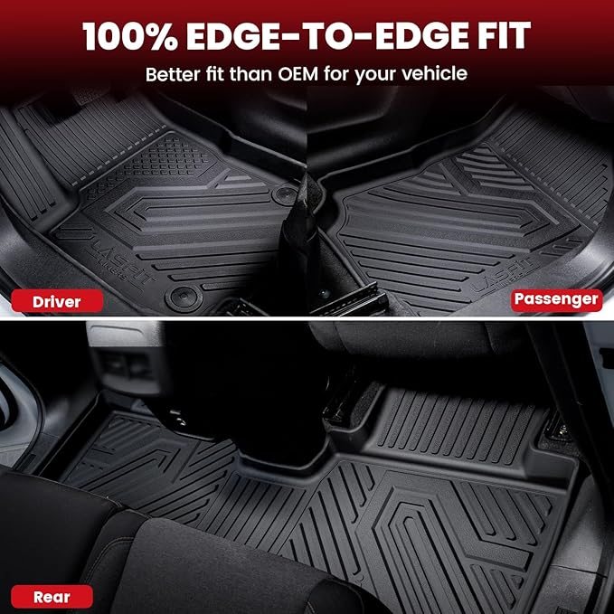LASFIT Full Set Floor Mats for 2023 2024 2025 2026 BMW X1 xDrive28i M35i xDrive, Custom Fit 1st & 2nd Row & Seat Back Mat & Cargo Mat TPE All Weather Waterproof Car Liners, Black