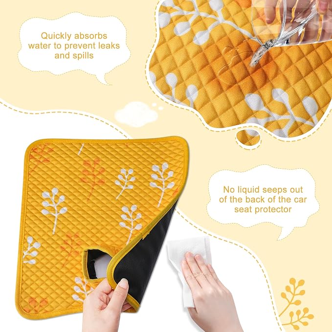 Car Seat Protector for Potty Training, 2 Pack Waterproof CarSeat Liner Toilet Training for Baby Infant Toddler, Dry Seat Piddle Pads Cover for Strollers (Yellow)