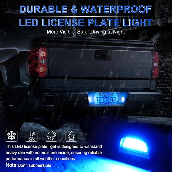 LivTee LED License Plate Light Assembly, Tag Light Fits Chevy Silverado 1500 2500 3500 1999-2013, Tahoe, Suburban, Fits GMC Sierra, Yukon XL, Cadillac Escalade, Car Accessories, Blue