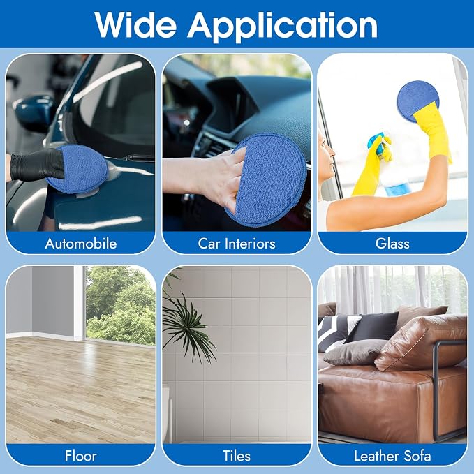 10 Pack Wax Applicator Pads Microfiber with Finger Pocket for Car Wax | 10-pack microfiber foam pads with finger pocket, Scratch-free waxing for cars & household, Machine washable & reusable