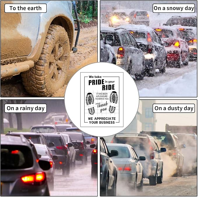 50Pcs Paper Floor Mats for Cars, Disposable White Automotive Floor Mats Kraft Paper, Waterproof Car Foot Pads Protective Papers, Thank You Mats for Car Detailing, Auto Dealership (20" x 16")