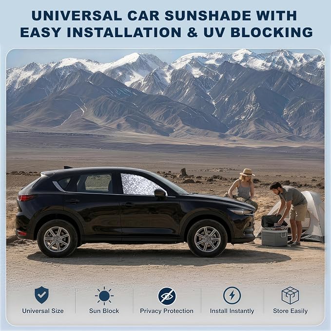 ZATOOTO Front Side Window Sun Shade, 2Pack Car Window Cover Heat Reflective | Car Curtains Magnetic Side Window Sun Shade, 99% UV Light Block, Keeps Cooler, Taking a nap, Changing Clothes, Camping