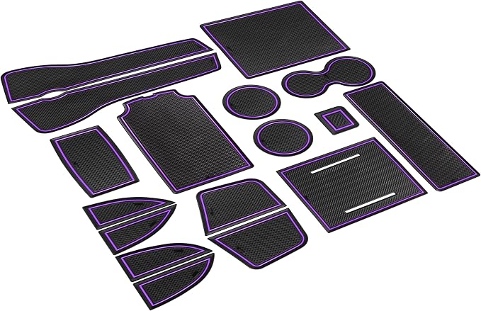 for Honda Civic Accessories 2022 2023 2024 2025 2026 11th Gen Sedan Cup Holder Insert Center Console Liner Door Slot Mats Pad Coaster Trim Premium Rubber Custom Interior 17PC Set(Purple Trim)