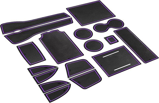 for Honda Civic Accessories 2022 2023 2024 2025 2026 11th Gen Sedan Cup Holder Insert Center Console Liner Door Slot Mats Pad Coaster Trim Premium Rubber Custom Interior 17PC Set(Purple Trim)