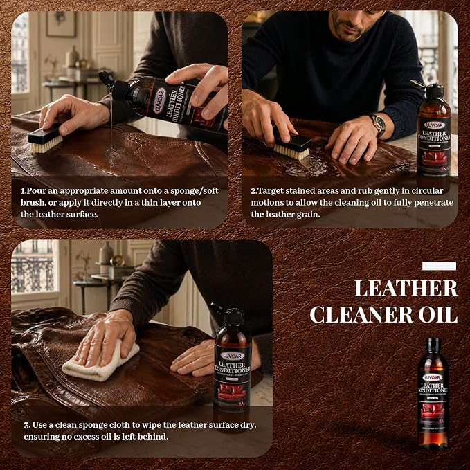 Leather Conditioner Oil - Deeply Nourishes for Leather Furniture, Car Seats, Shoes, Purses & Accessories -16oz