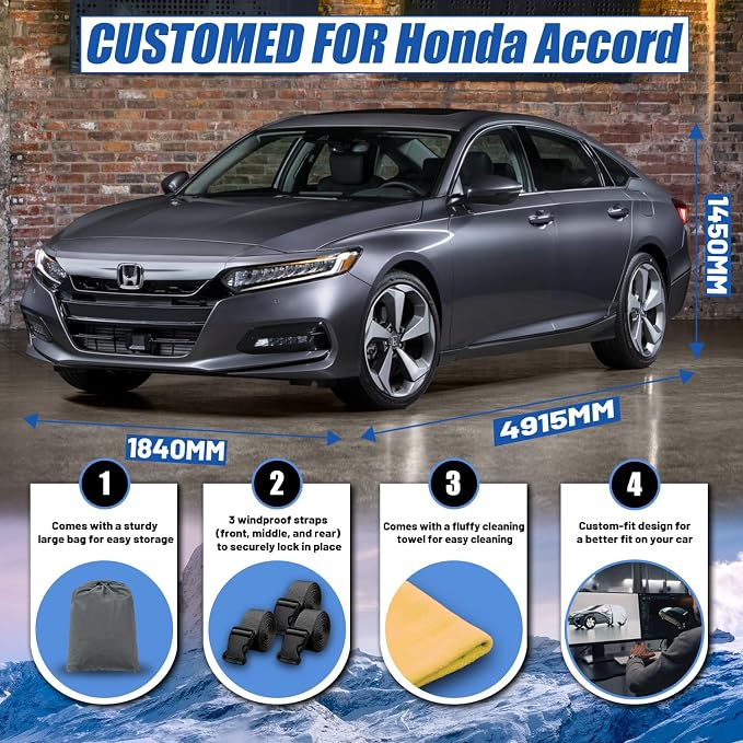 Car Cover Custom Fit for Toyota Camry Sedan (1996-2025),Honda Accord Sedan (2001-2025)