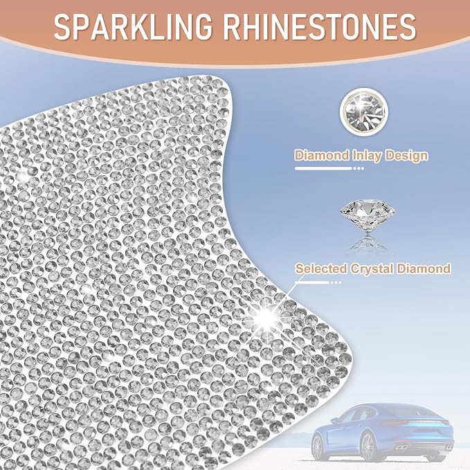 10 PCS Bling Car Door Handle Protector, Shiny Crystal Rhinestone Anti-Scratch Universal Cars Door Handle Protective Cover, Glitter Auto Accessories for Women (White)