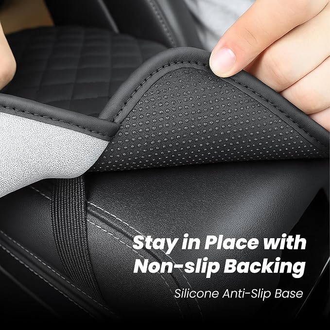Upgraded Car Middle Center Console Cover with 2 Storage, Universal Microfiber Leather Car Armrest Cover Cushion for Most Vehicles, Memory Foam Comfort Stylish Leather Scratch-Resistant, Thickened