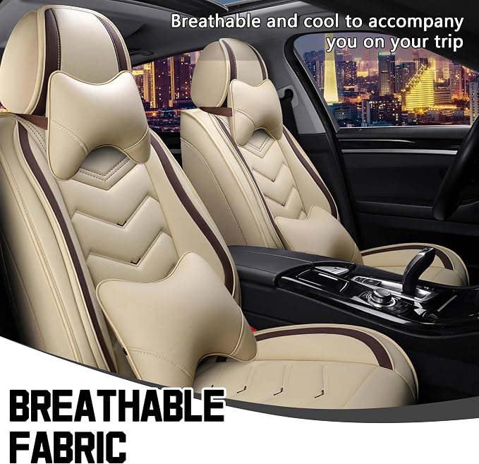 CTDS Car Seat Covers for Honda Civic 2000-2026, Stylish Sport Seat Cover, Premium Nappa Leather Car Seat Cover. Automobile Seat Covers Sets.(Luxury 2 Seats/Beige)