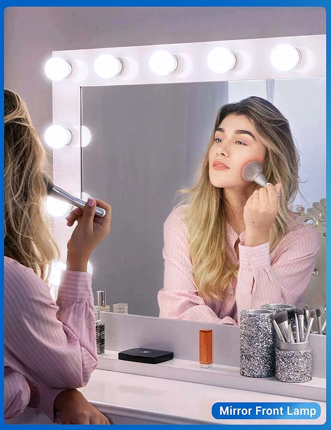 JandCase G25 LED Vanity Light Bulbs,5W Dimmable Globe,60W Equivalent,5000K | E26 Base CRI 80, 500LM Daylight White, UL Listed, Round Light Bulbs for Bathroom Makeup Mirror Dressing Room Bedroom,12 Pack