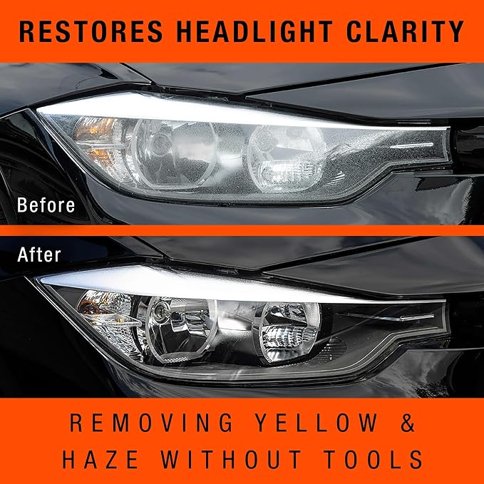 Nu Finish Headlight Restore and Repel – 2-Step Car Headlight Restoration Kit with 4 Restorer Wipes and Ceramic Sealant Spray, Head Light Restoring Kit