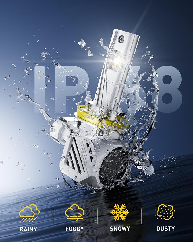 AUXITO H11 H8 H9 Bulbs, 48000LM 1000% Brighter 6500K Cool White Light with Fan, LED Fog Light 30 Years Lifespan, No Flicker