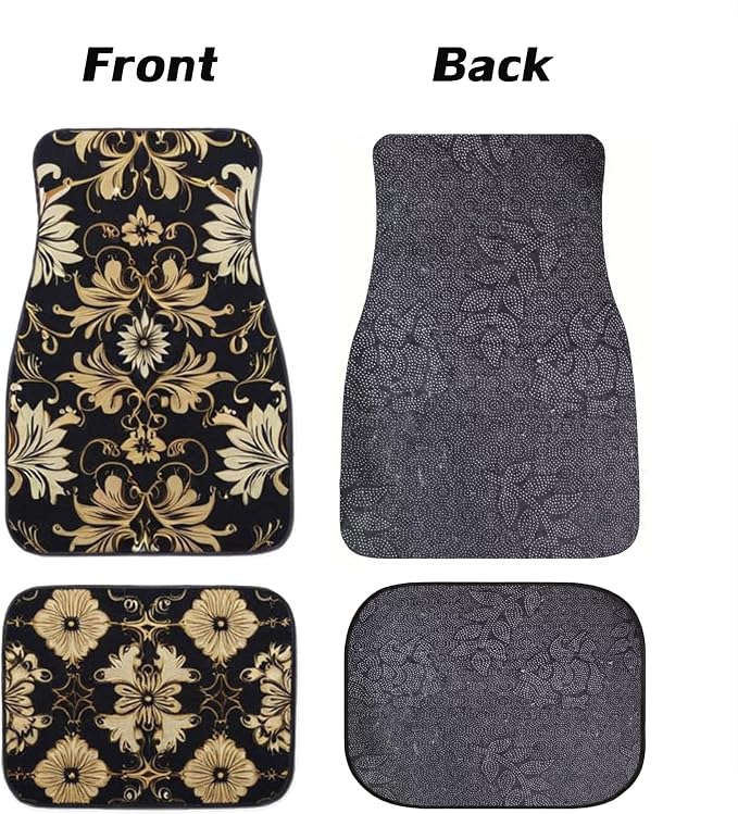 Car Floor Mats Non-Slip Automotive Floor Mats All-Weather Front Rear Car Floor Foot Mat Sets of 4 Pieces Foot Mats Rugs Carpet for Car Trucks SUV Sedans (TengWan 02)