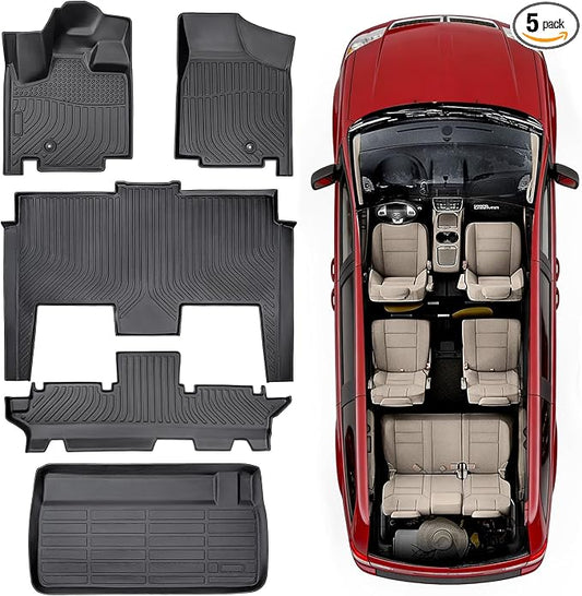 All Weather Floor Mats for Dodge Grand Caravan 2008-2021 7 Seats | Waterproof,Non-Slip,TPE Carpets,Rubber,Heavy Duty,3 Row Cargo Liner,for Caravan SE/SXT/Crew,Accessories