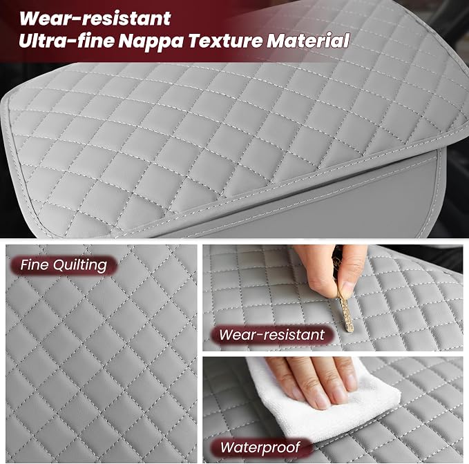 Upgraded Car Middle Center Console Cover with 2 Storage, Microfiber Leather Car Armrest Cover Cushion for Most Vehicles, 0.5 inch Memory Foam Comfort Stylish Leather Scratch-Resistant, Thickened
