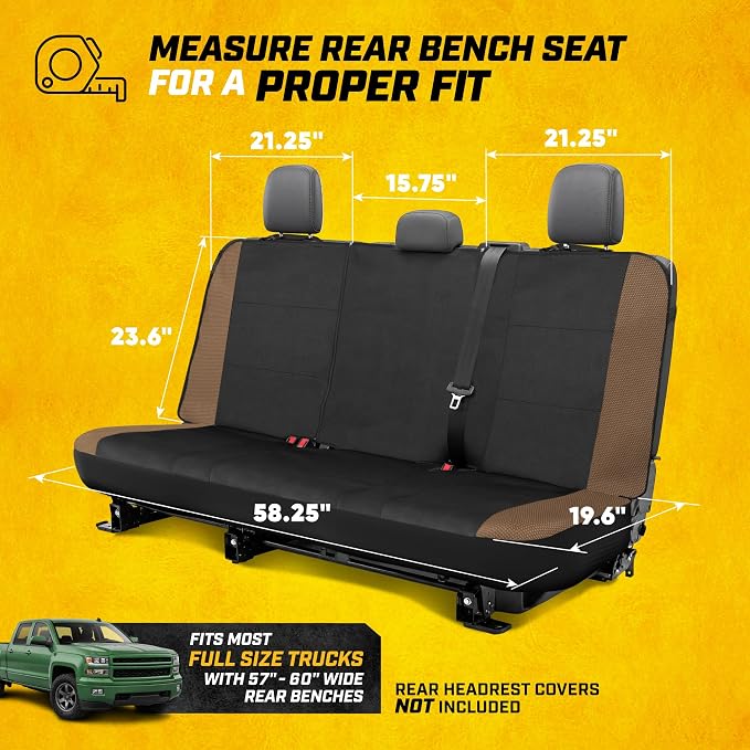 CAT MeshFlex Seat Covers Full Set for Full-Size Pickup Trucks Only - Beige | Front Bucket Seat Covers & 60/40 Split Rear Bench Protector – Interior Accessories For F-150, Silverado, Ram, Sierra & Tundra