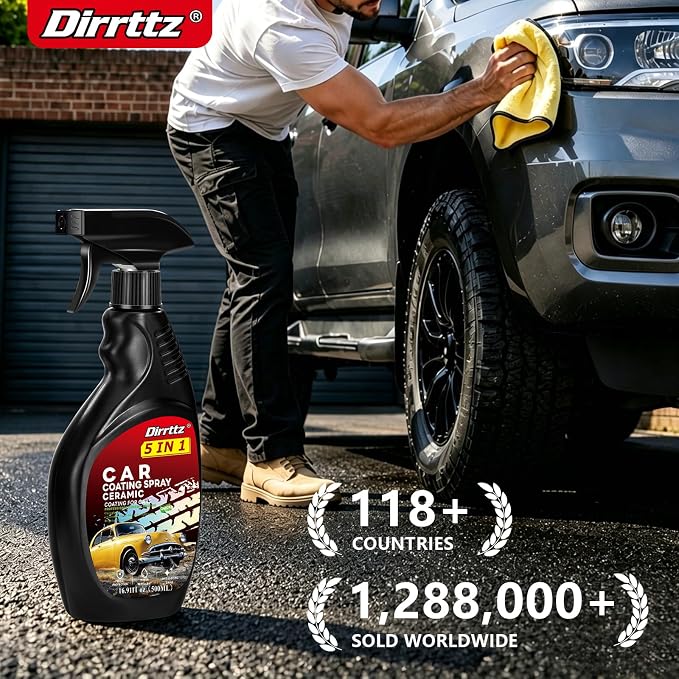 Ceramic Coating for Cars, 16.91 Fl Oz Car Wax Coating Spray, Quick Detailer Spray Wax, Car Wax Spray for Hydrophobic Water Beading, Deep Gloss Shine & Paint Protection for Trucks, RVs & Boats
