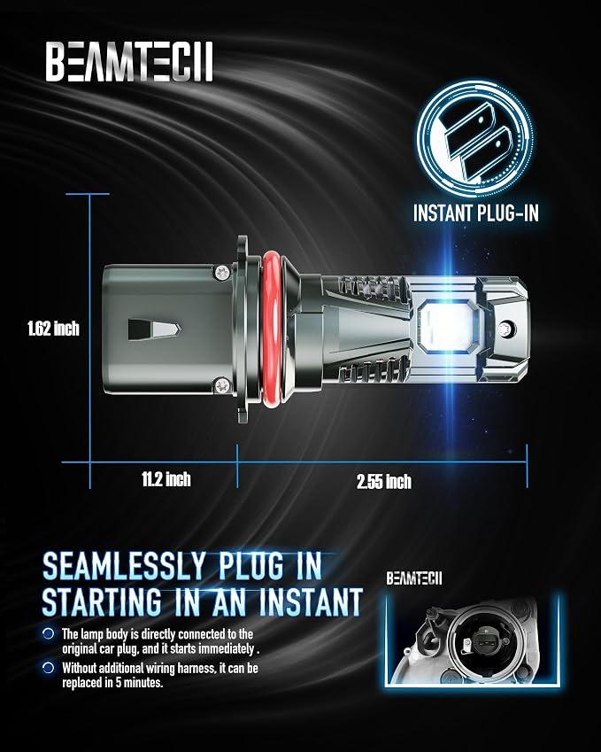 BEAMTECH 90 07 Light Bulb, G-XPower Chips 500% Brighter Plug and Play of 2
