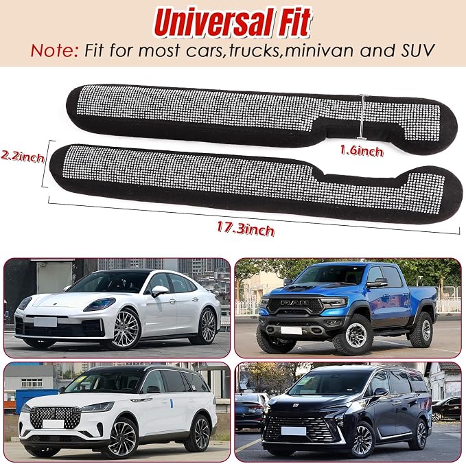 Briwill Bling Car Seat Gap Filler 2 Pack-Crystal Rhinestone Diamond Bling Car Accessories for Women, Gap Stopper Universal fit for Trucks, SUVs, Cute Car Interior Accessories, (Silver)